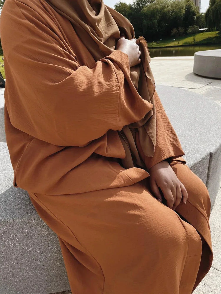 Ramadan Eid Djellaba Suits Abaya Dubai Two pieces Thick Muslim Sets Dress Abaya Dubai Turkey Muslim Islam Abayas With Belt WY604