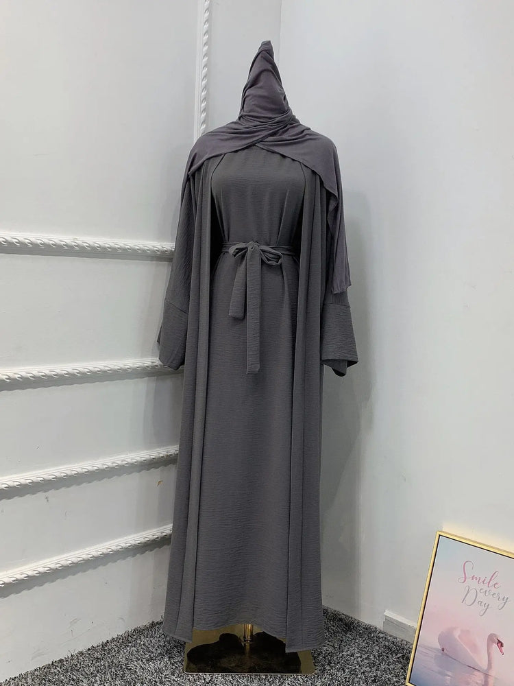 Ramadan Eid Djellaba Suits Abaya Dubai Two pieces Thick Muslim Sets Dress Abaya Dubai Turkey Muslim Islam Abayas With Belt WY604
