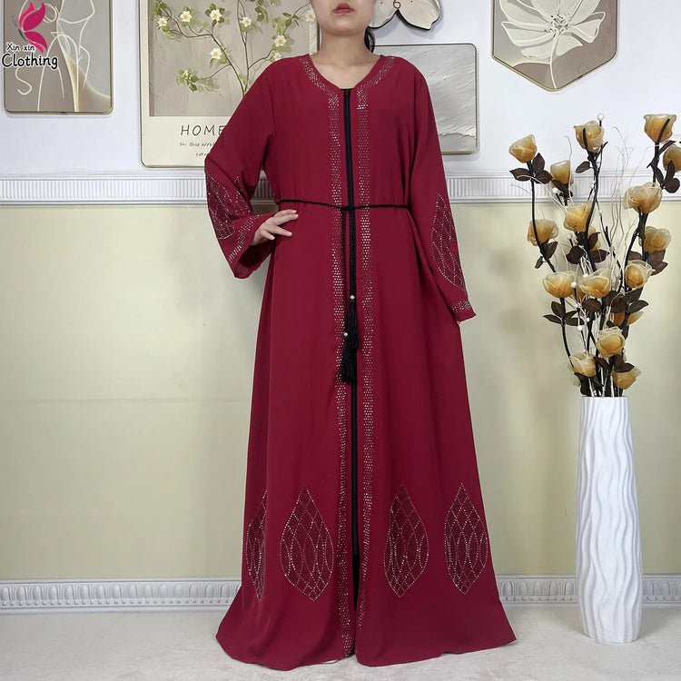 New Muslim Abayas For Women Long Sleeved Dress Dubai Lady Elegant Long Dress Islam Clothing African Abaya Loose Robe With Turban