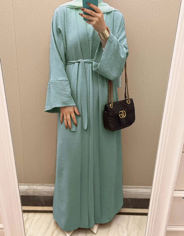 Ramadan Eid Djellaba Suits Abaya Dubai Two pieces Thick Muslim Sets Dress Abaya Dubai Turkey Muslim Islam Abayas With Belt WY604