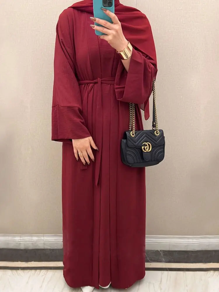 Ramadan Eid Djellaba Suits Abaya Dubai Two pieces Thick Muslim Sets Dress Abaya Dubai Turkey Muslim Islam Abayas With Belt WY604