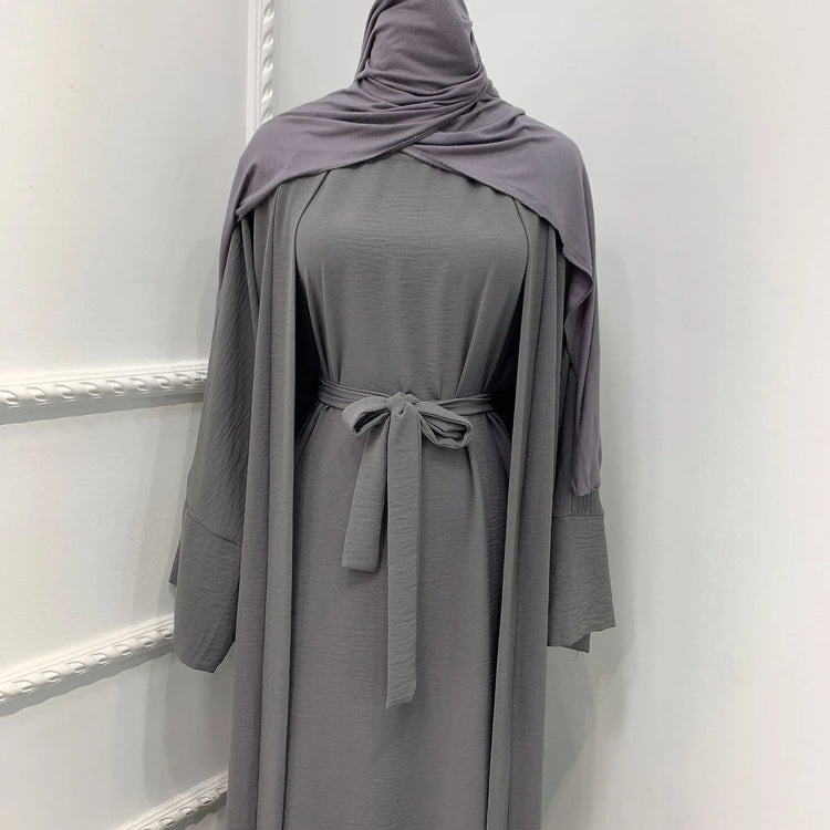 Ramadan Eid Djellaba Suits Abaya Dubai Two pieces Thick Muslim Sets Dress Abaya Dubai Turkey Muslim Islam Abayas With Belt WY604