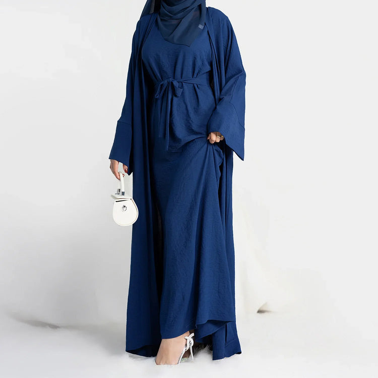 Ramadan Eid Djellaba Suits Abaya Dubai Two pieces Thick Muslim Sets Dress Abaya Dubai Turkey Muslim Islam Abayas With Belt WY604