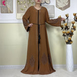 New Muslim Abayas For Women Long Sleeved Dress Dubai Lady Elegant Long Dress Islam Clothing African Abaya Loose Robe With Turban