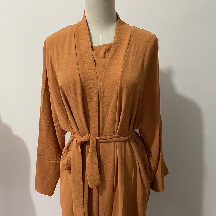 Ramadan Eid Djellaba Suits Abaya Dubai Two pieces Thick Muslim Sets Dress Abaya Dubai Turkey Muslim Islam Abayas With Belt WY604