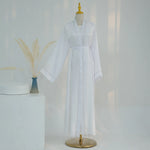 Long Loose Embroider White Open Kimono Abayas Kaftan Turkey Solid Color Islamic Green Abaya Dubai Luxury Women Prayer Clothing