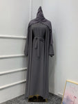 Ramadan Eid Djellaba Suits Abaya Dubai Two pieces Thick Muslim Sets Dress Abaya Dubai Turkey Muslim Islam Abayas With Belt WY604