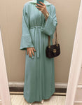 Ramadan Eid Djellaba Suits Abaya Dubai Two pieces Thick Muslim Sets Dress Abaya Dubai Turkey Muslim Islam Abayas With Belt WY604