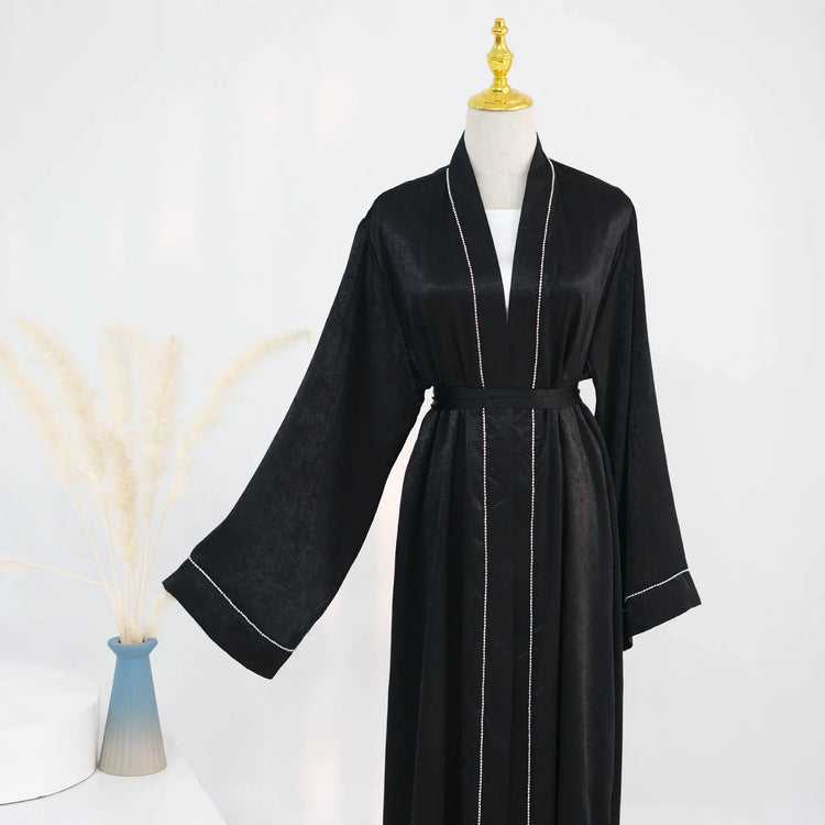Long Loose Embroider White Open Kimono Abayas Kaftan Turkey Solid Color Islamic Green Abaya Dubai Luxury Women Prayer Clothing