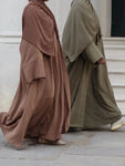 Ramadan Eid Djellaba Suits Abaya Dubai Two pieces Thick Muslim Sets Dress Abaya Dubai Turkey Muslim Islam Abayas With Belt WY604