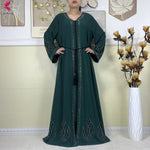 New Muslim Abayas For Women Long Sleeved Dress Dubai Lady Elegant Long Dress Islam Clothing African Abaya Loose Robe With Turban
