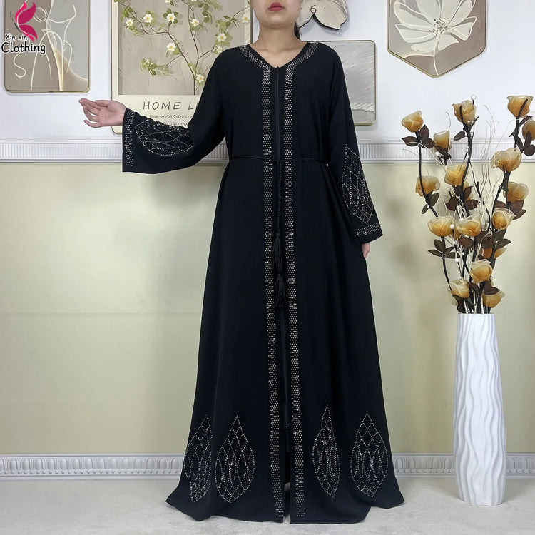 New Muslim Abayas For Women Long Sleeved Dress Dubai Lady Elegant Long Dress Islam Clothing African Abaya Loose Robe With Turban